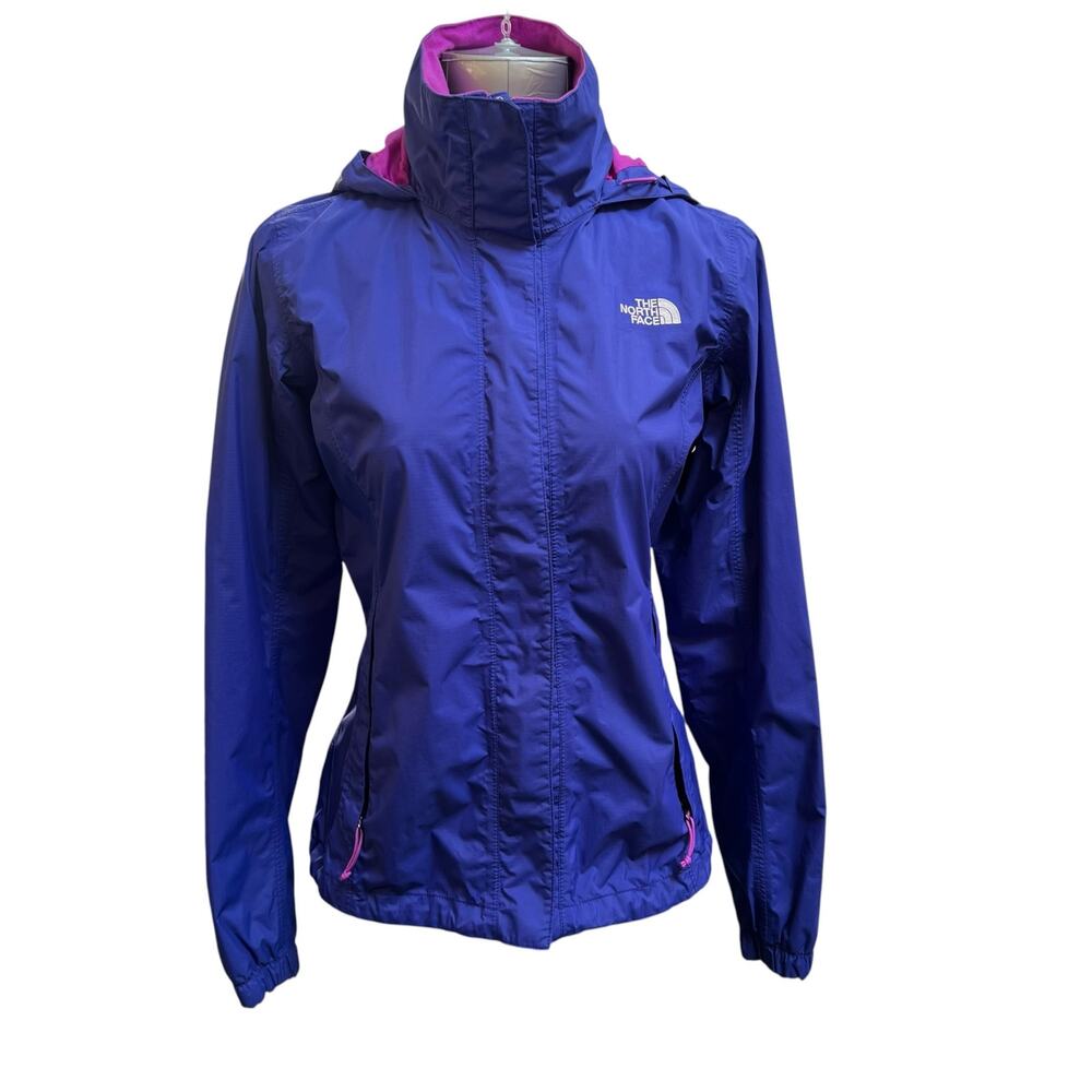 The North Face Blue Pink Hooded Full Zip Windbreaker Jacket Women’s Size Small